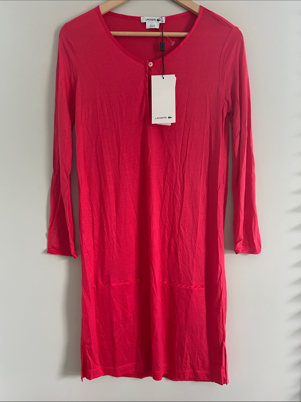 Lacoste Hot Pink Long-Sleeve Scoop Neck Nightshirt